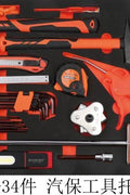 Front view of 421-piece mechanic tool cabinet with drawers

Drawer open showing organized socket tray

Tool tray with wrenches and pliers inside cabinet

Rolling steel tool cabinet with side handle

Heavy-duty mechanic tool trolley with casters