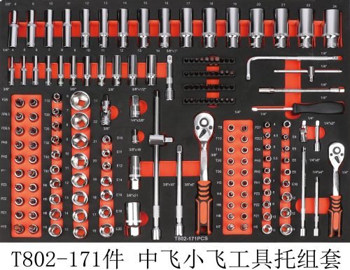 Front view of 421-piece mechanic tool cabinet with drawers

Drawer open showing organized socket tray

Tool tray with wrenches and pliers inside cabinet

Rolling steel tool cabinet with side handle

Heavy-duty mechanic tool trolley with casters