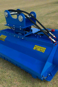 43-inch Excavator Flail Mower Attachment – Blue heavy-duty brush cutter for CAT307/308 and 3–8 ton excavators