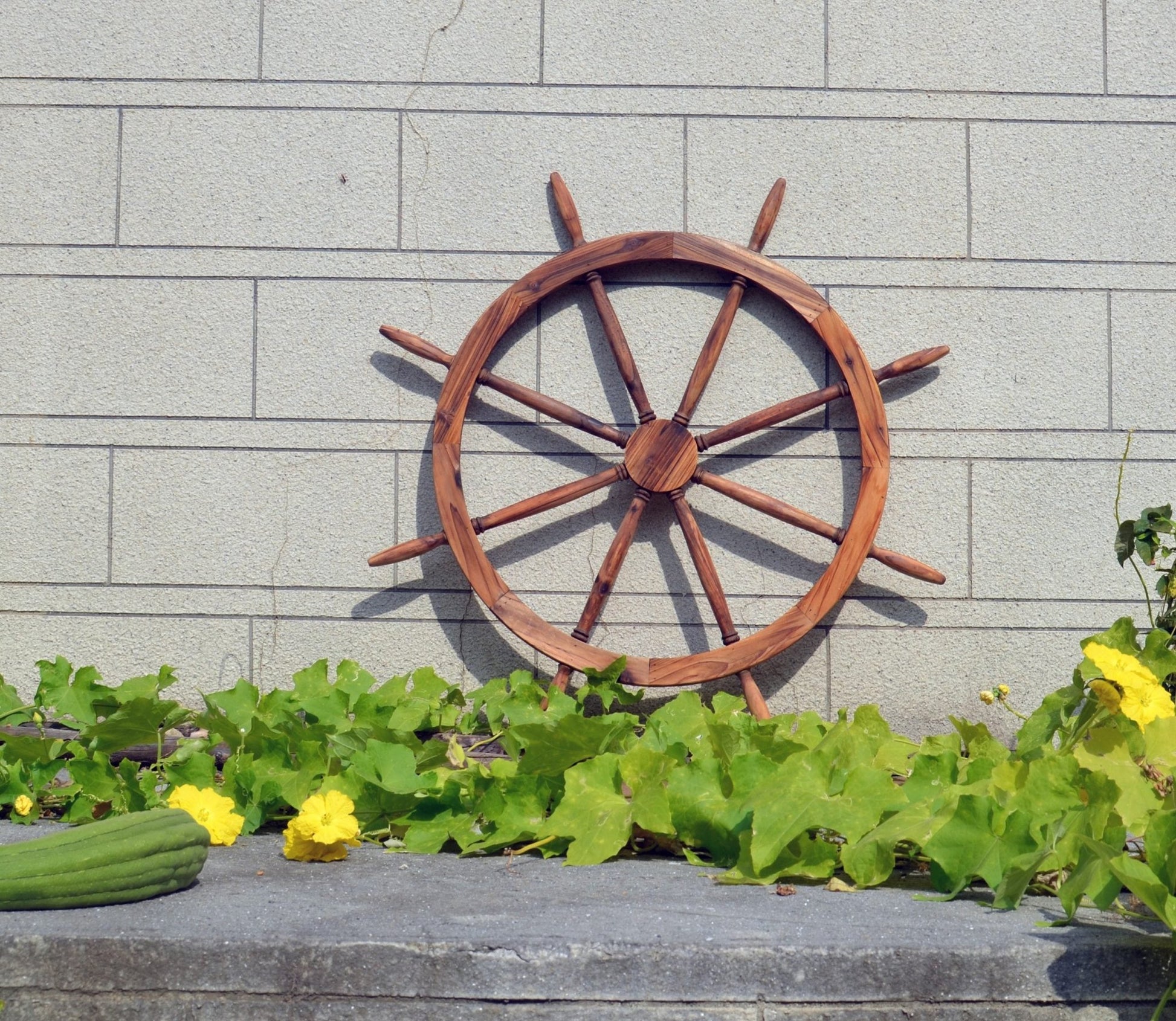 “43 inch rustic wooden ship wheel wall decor”

“Large nautical ship helm wall accent for beach house”

“Vintage coastal wood ship wheel decorative piece”