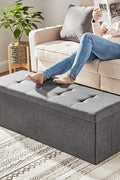 New 43 - Inch Folding Storage Bench – Gray Ottoman with Padded Seat & Footrest for Bedroom or Entryway ULSF77K - with | Sold by Uncle Wiener's Wholesale