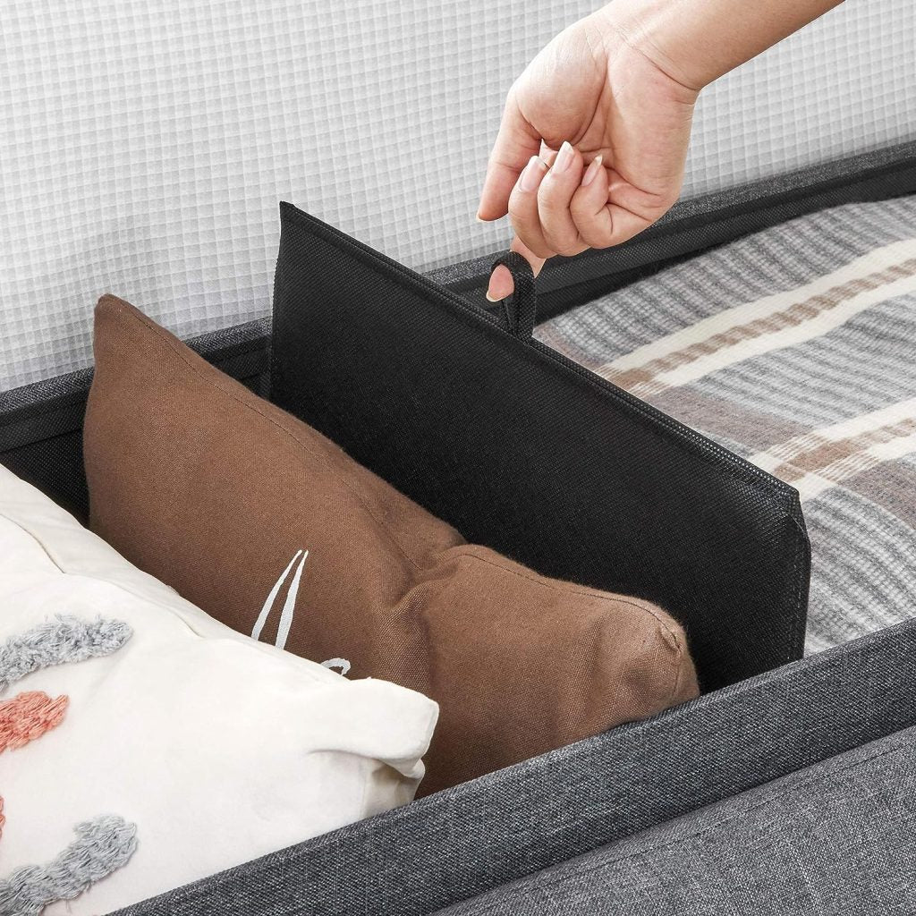 New 43 - Inch Folding Storage Bench – Gray Ottoman with Padded Seat & Footrest for Bedroom or Entryway ULSF77K - with | Sold by Uncle Wiener's Wholesale