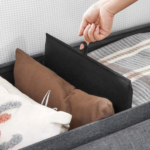 New 43 - Inch Folding Storage Bench – Gray Ottoman with Padded Seat & Footrest for Bedroom or Entryway ULSF77K - with | Sold by Uncle Wiener's Wholesale