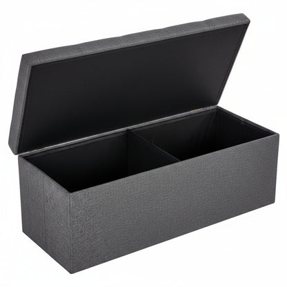 New 43 - Inch Folding Storage Bench – Gray Ottoman with Padded Seat & Footrest for Bedroom or Entryway ULSF77K - with | Sold by Uncle Wiener's Wholesale