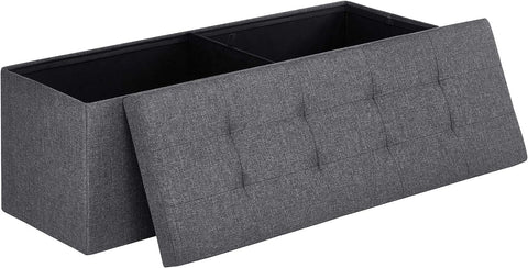 New 43 - Inch Folding Storage Bench – Gray Ottoman with Padded Seat & Footrest for Bedroom or Entryway ULSF77K - with | Sold by Uncle Wiener's Wholesale