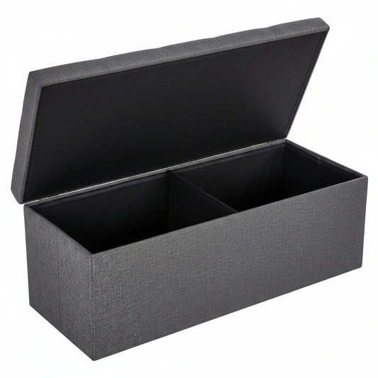 New 43 - Inch Folding Storage Bench – Gray Ottoman with Padded Seat & Footrest for Bedroom or Entryway ULSF77K - with | Sold by Uncle Wiener's Wholesale