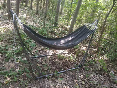 New 440lbs Capacity Hammock with Heavy - Duty Metal Stand – Portable Indoor/Outdoor Use 527BHS - with Gray | Sold by Uncle Wiener's Wholesale