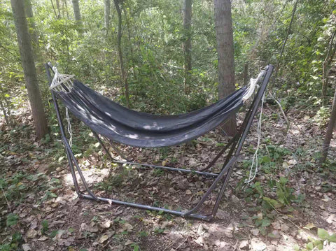 New 440lbs Capacity Hammock with Heavy - Duty Metal Stand – Portable Indoor/Outdoor Use 527BHS - with Gray | Sold by Uncle Wiener's Wholesale