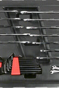 450-piece mechanics tool set with black heavy-duty case
Mechanics socket set tools organized in carry box
Automotive tool kit with labeled compartments
Full mechanics toolkit for car and garage repair
Top-down view of 450-piece tool collection in case