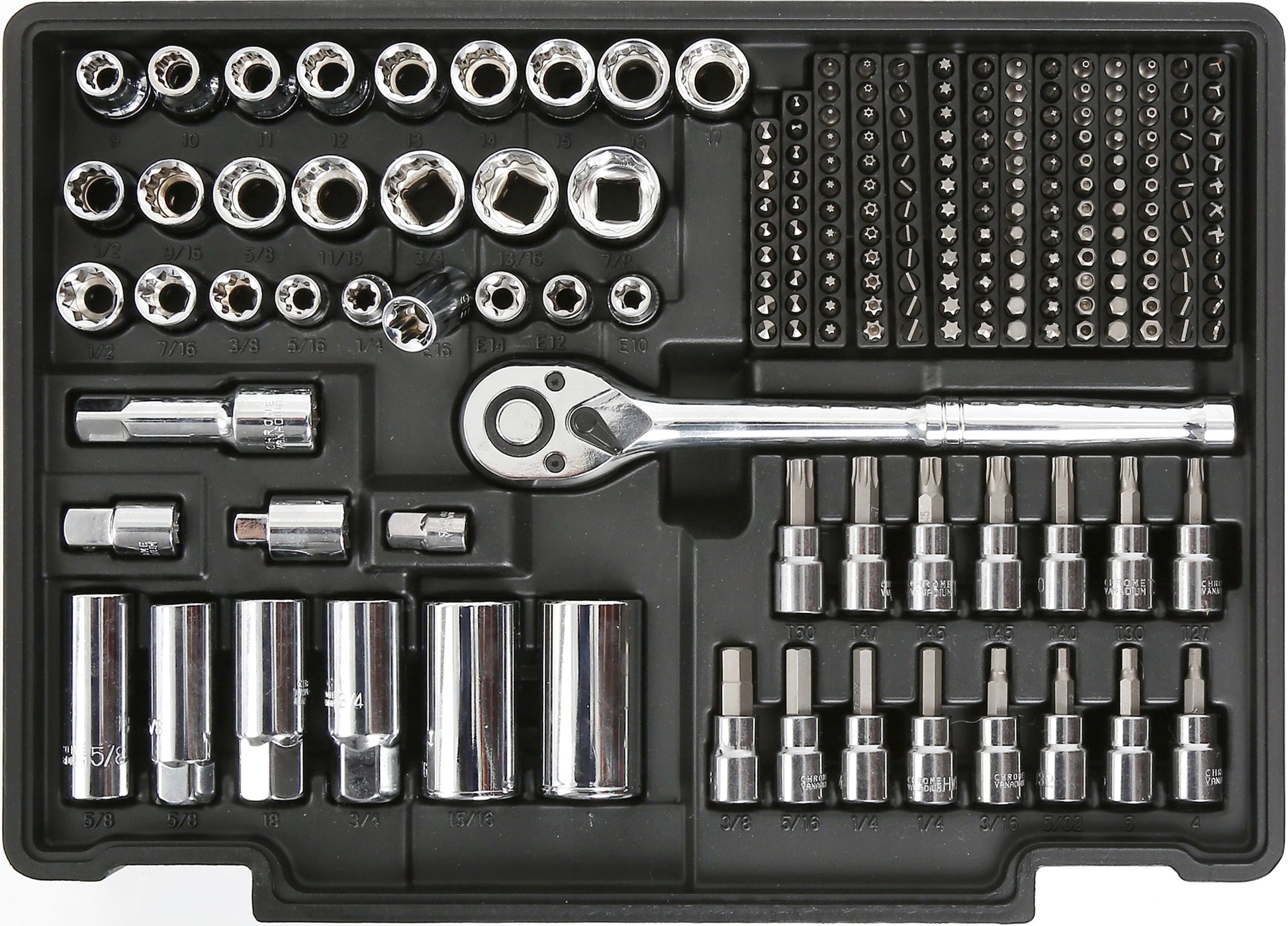 450-piece mechanics tool set with black heavy-duty case
Mechanics socket set tools organized in carry box
Automotive tool kit with labeled compartments
Full mechanics toolkit for car and garage repair
Top-down view of 450-piece tool collection in case