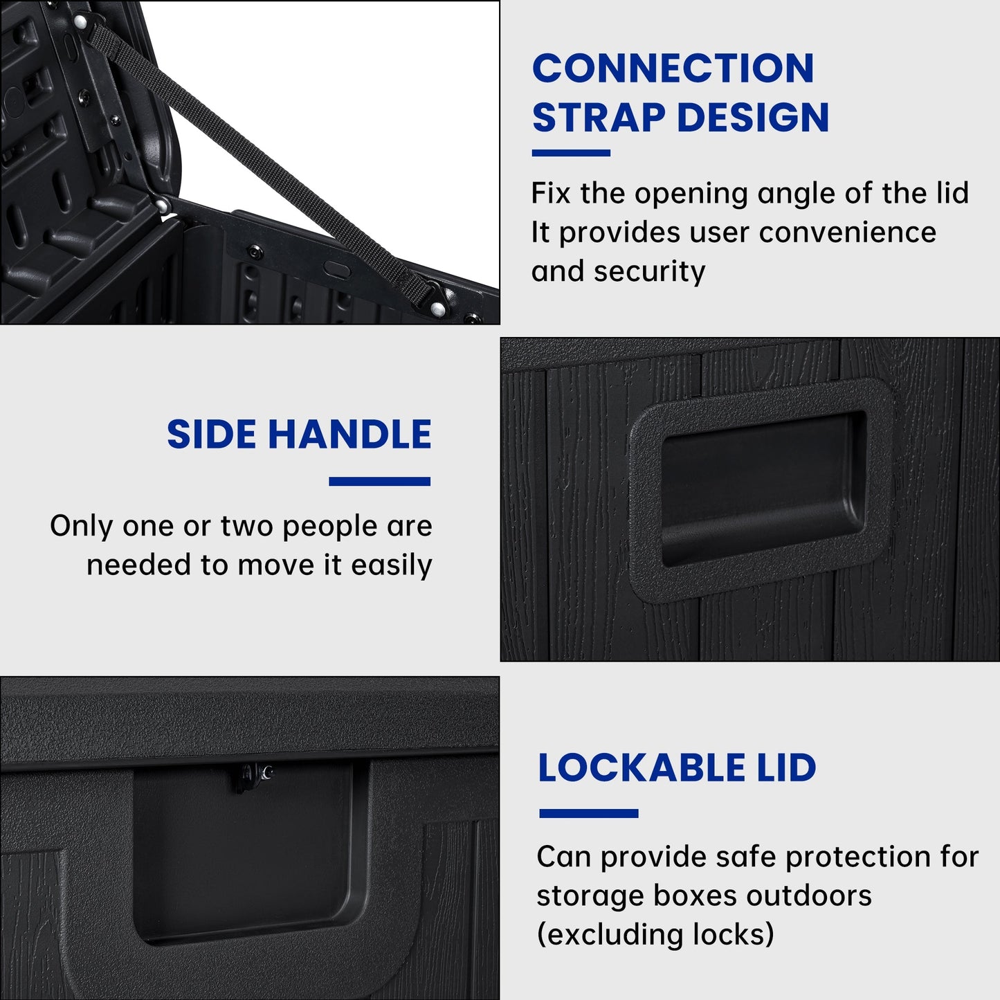 New 450L HDPE Outdoor Storage Box with Hinged Lid – All - Weather Deck Box | SKU: AMPBS99 - with | Sold by Uncle Wiener's Wholesale