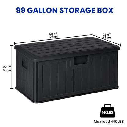 New 450L HDPE Outdoor Storage Box with Hinged Lid – All - Weather Deck Box | SKU: AMPBS99 - with | Sold by Uncle Wiener's Wholesale
