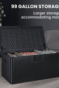 New 450L HDPE Outdoor Storage Box with Hinged Lid – All - Weather Deck Box | SKU: AMPBS99 - with | Sold by Uncle Wiener's Wholesale