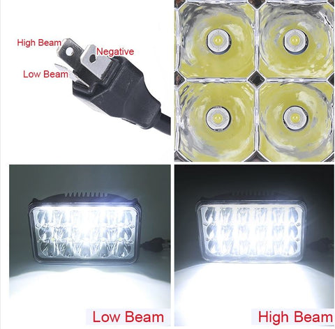 High-performance CREE LED chips used in 45W rectangular truck headlights