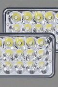 Front view of 45W 4x6 LED truck headlight replacement

45W LED headlamp with CREE chips for off-road use

Waterproof 45W rectangular LED truck headlight LY50455

Back of 4x6 LED headlamp with plug-in wiring

Beam pattern and light output of CREE LED truck headlight