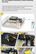 Step-by-step instructions showing how to fill water in the humidifier