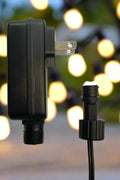 48 Ft S14 LED string lights installed at outdoor wedding
Close-up of S14 warm white LED bulb
Waterproof LED string lights cable
Full 48 ft patio string lights set with 15 bulbs
Outdoor café setting with LED string lighting