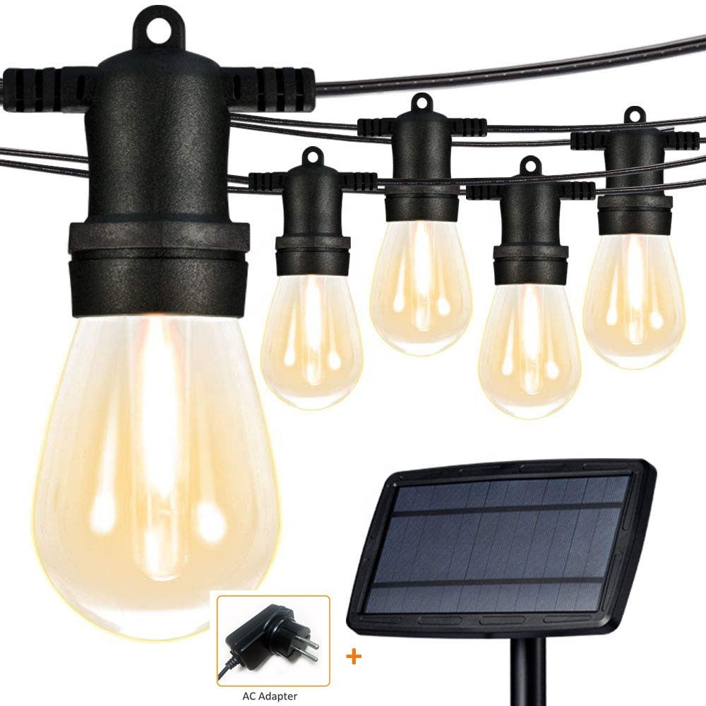 NEW 48 FT SOLAR LED STRING LIGHT 15 BULB WEDDING EDISON BULB 4815S14 - with | Sold by Uncle Wiener's Wholesale