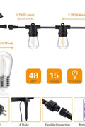 NEW 48 FT SOLAR LED STRING LIGHT 15 BULB WEDDING EDISON BULB 4815S14 - with | Sold by Uncle Wiener's Wholesale