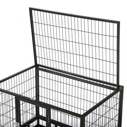 New 48 Inch Heavy Duty Portable Dog Cage with Wheels & Removable Tray DK48 - with | Sold by Uncle Wiener's Wholesale
