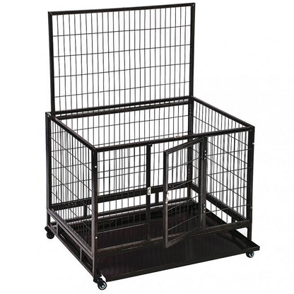 New 48 Inch Heavy Duty Portable Dog Cage with Wheels & Removable Tray DK48 - with | Sold by Uncle Wiener's Wholesale