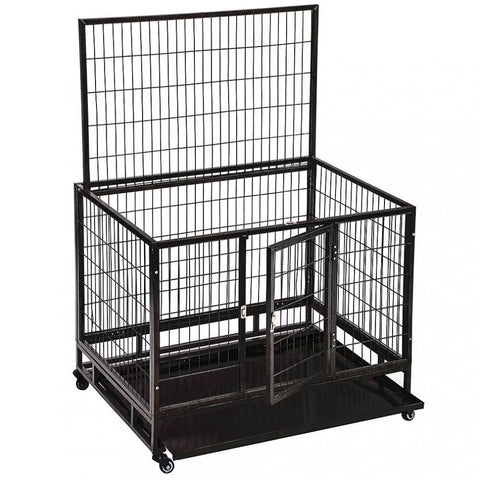 New 48 Inch Heavy Duty Portable Dog Cage with Wheels & Removable Tray DK48 - with | Sold by Uncle Wiener's Wholesale
