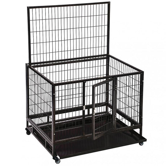 New 48 Inch Heavy Duty Portable Dog Cage with Wheels & Removable Tray DK48 - with | Sold by Uncle Wiener's Wholesale