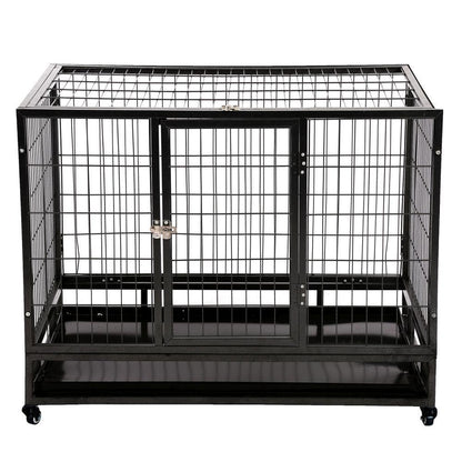 New 48 Inch Heavy Duty Portable Dog Cage with Wheels & Removable Tray DK48 - with | Sold by Uncle Wiener's Wholesale