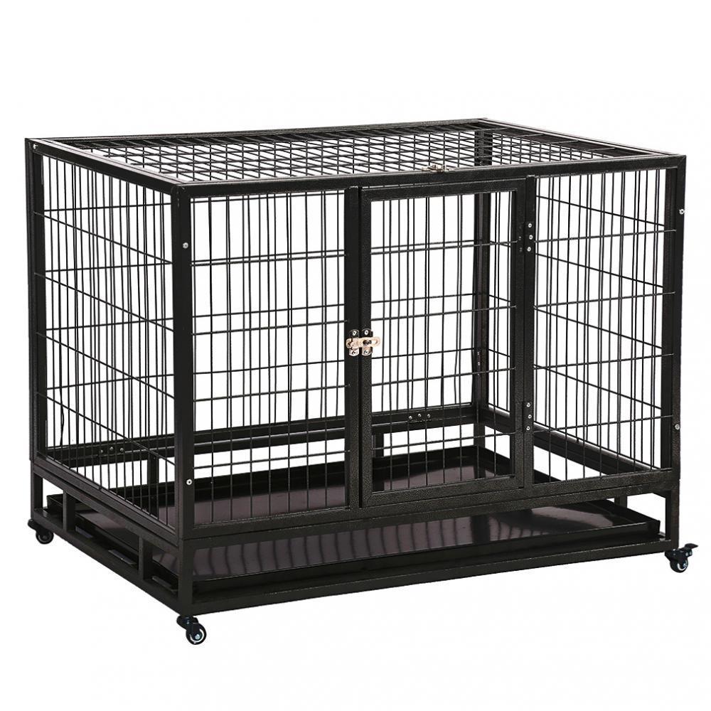 New 48 Inch Heavy Duty Portable Dog Cage with Wheels & Removable Tray DK48 - with | Sold by Uncle Wiener's Wholesale