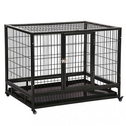 New 48 Inch Heavy Duty Portable Dog Cage with Wheels & Removable Tray DK48 - with | Sold by Uncle Wiener's Wholesale