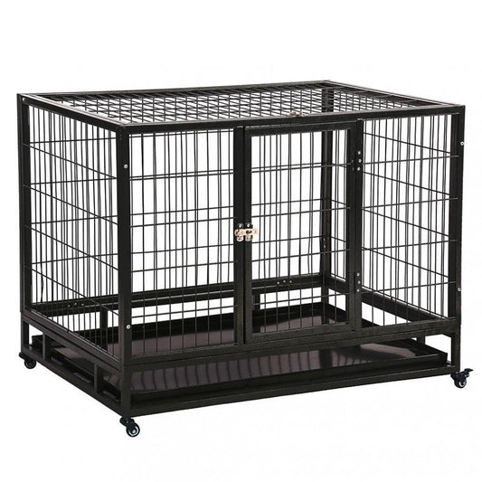 New 48 Inch Heavy Duty Portable Dog Cage with Wheels & Removable Tray DK48 - with | Sold by Uncle Wiener's Wholesale