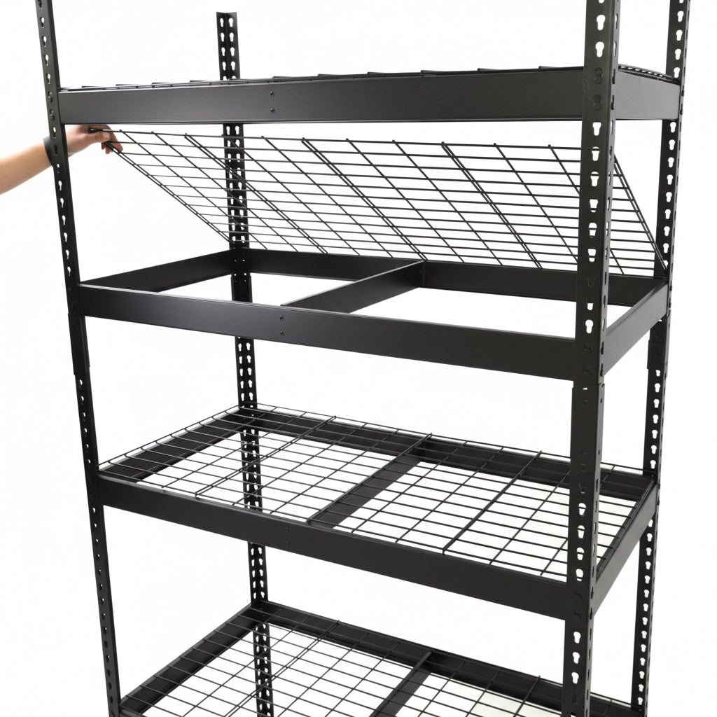 NEW 48 X 78 X 24″ 5 SHELF TIER WELDED GARAGE STORAGE RACK - with RED | Sold by Uncle Wiener's Wholesale