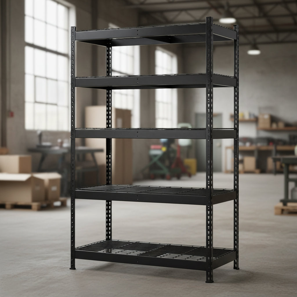 NEW 48 X 78 X 24″ 5 SHELF TIER WELDED GARAGE STORAGE RACK - with RED | Sold by Uncle Wiener's Wholesale