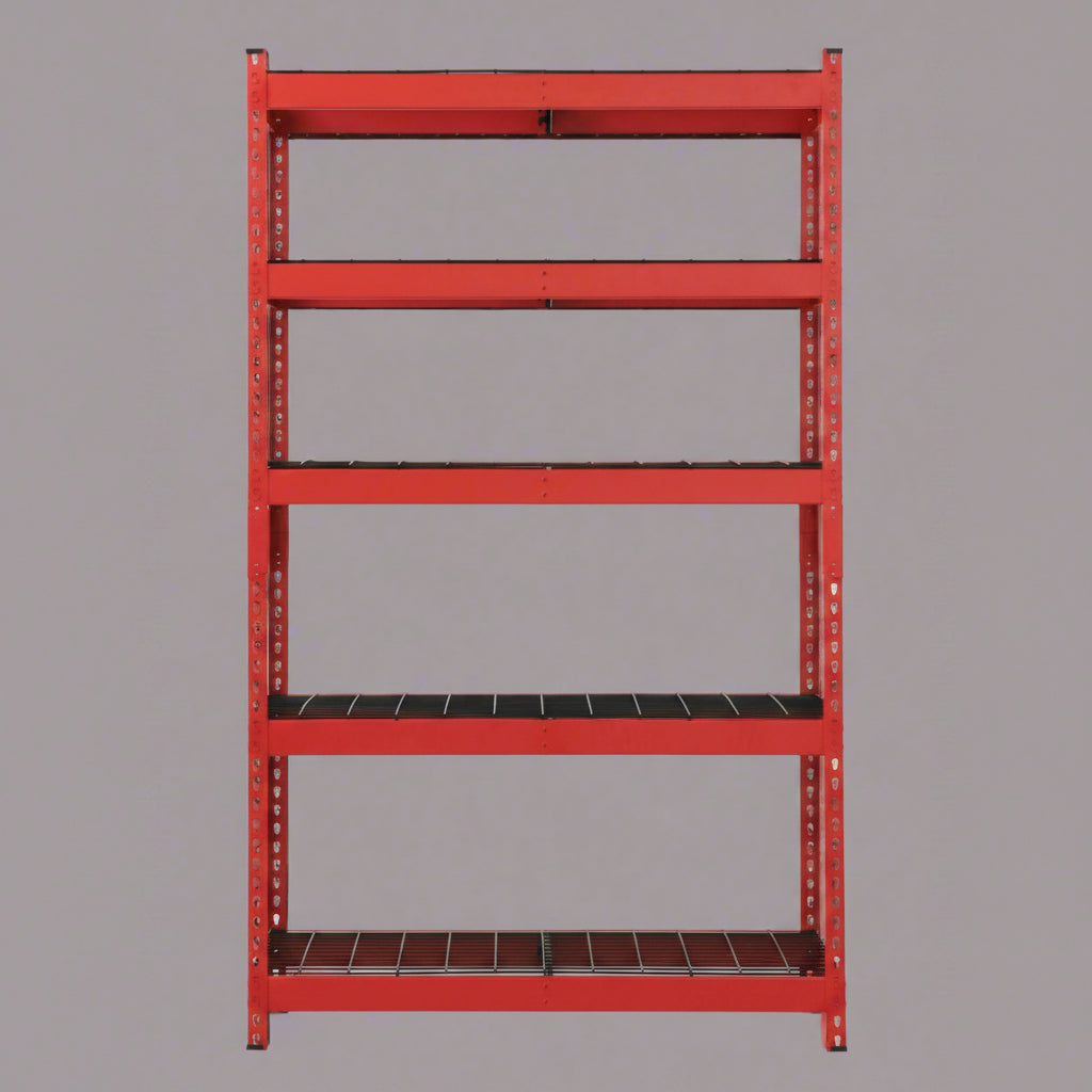 NEW 48 X 78 X 24″ 5 SHELF TIER WELDED GARAGE STORAGE RACK - with RED | Sold by Uncle Wiener's Wholesale