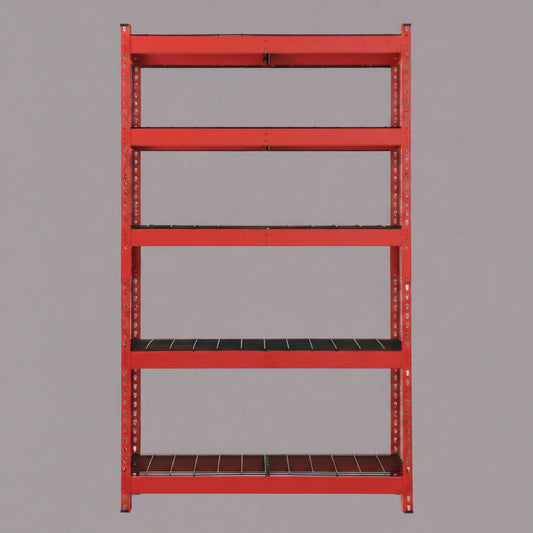 NEW 48 X 78 X 24″ 5 SHELF TIER WELDED GARAGE STORAGE RACK - with RED | Sold by Uncle Wiener's Wholesale