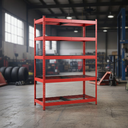 NEW 48 X 78 X 24″ 5 SHELF TIER WELDED GARAGE STORAGE RACK - with RED | Sold by Uncle Wiener's Wholesale