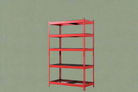 NEW 48 X 78 X 24″ 5 SHELF TIER WELDED GARAGE STORAGE RACK - with RED | Sold by Uncle Wiener's Wholesale
