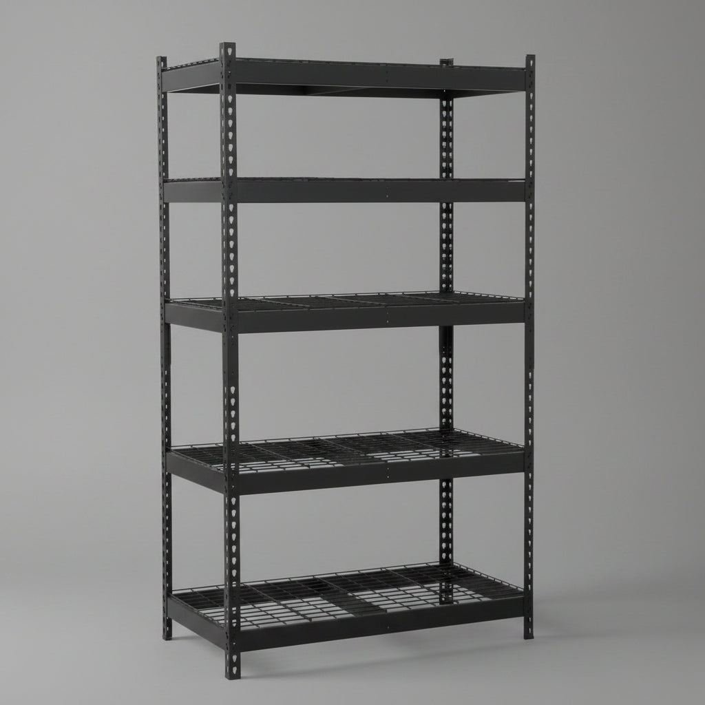 NEW 48 X 78 X 24″ 5 SHELF TIER WELDED GARAGE STORAGE RACK - with BLACK | Sold by Uncle Wiener's Wholesale