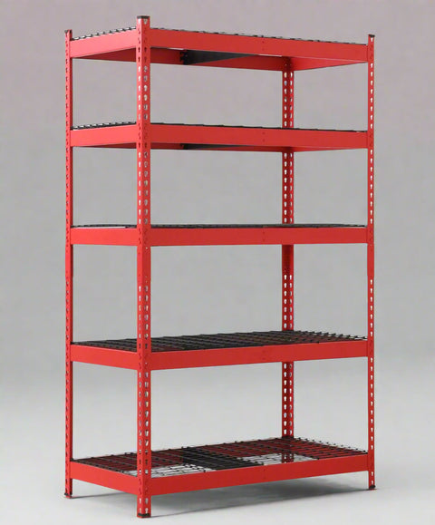 NEW 48 X 78 X 24″ 5 SHELF TIER WELDED GARAGE STORAGE RACK - with RED | Sold by Uncle Wiener's Wholesale