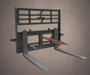 8” Skid Steer Forks with Hay Bale Spear Attachment – Model 48DSF Front View