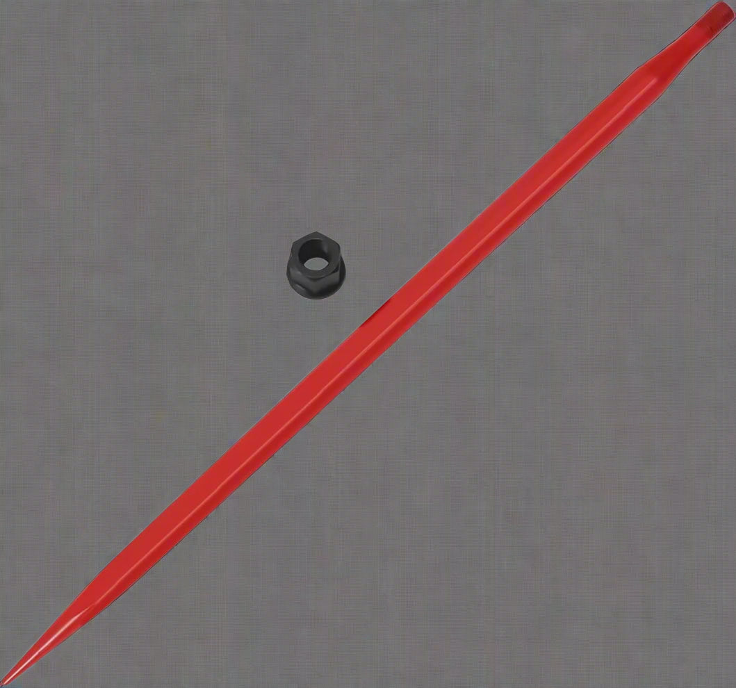 49-Inch Hay Bale Spear Red – Heavy-Duty Skid Steer Attachment

Side Angle View of 49" Tractor Bale Spear with Reinforced Design