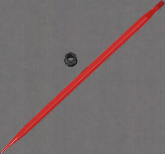 49-Inch Hay Bale Spear Red – Heavy-Duty Skid Steer Attachment

Side Angle View of 49" Tractor Bale Spear with Reinforced Design