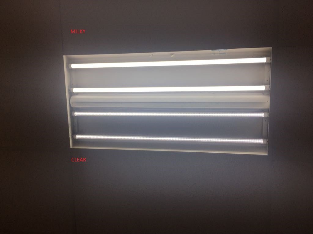 8FT LED tube lights installed in commercial ceiling
Bright white 4FT integrated T8 LED light tube
Close-up of frosted cover LED tube bulb
T8 tube lights illuminating warehouse ceiling
LED tube light replacement for fluorescent tubes