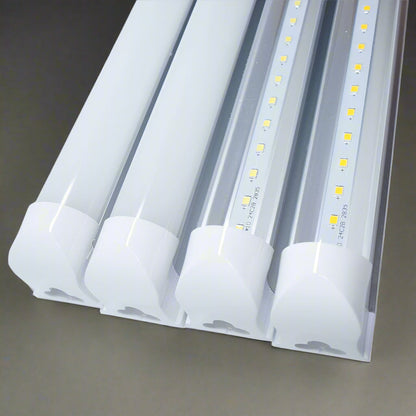 8FT LED tube lights installed in commercial ceiling
Bright white 4FT integrated T8 LED light tube
Close-up of frosted cover LED tube bulb
T8 tube lights illuminating warehouse ceiling
LED tube light replacement for fluorescent tubes