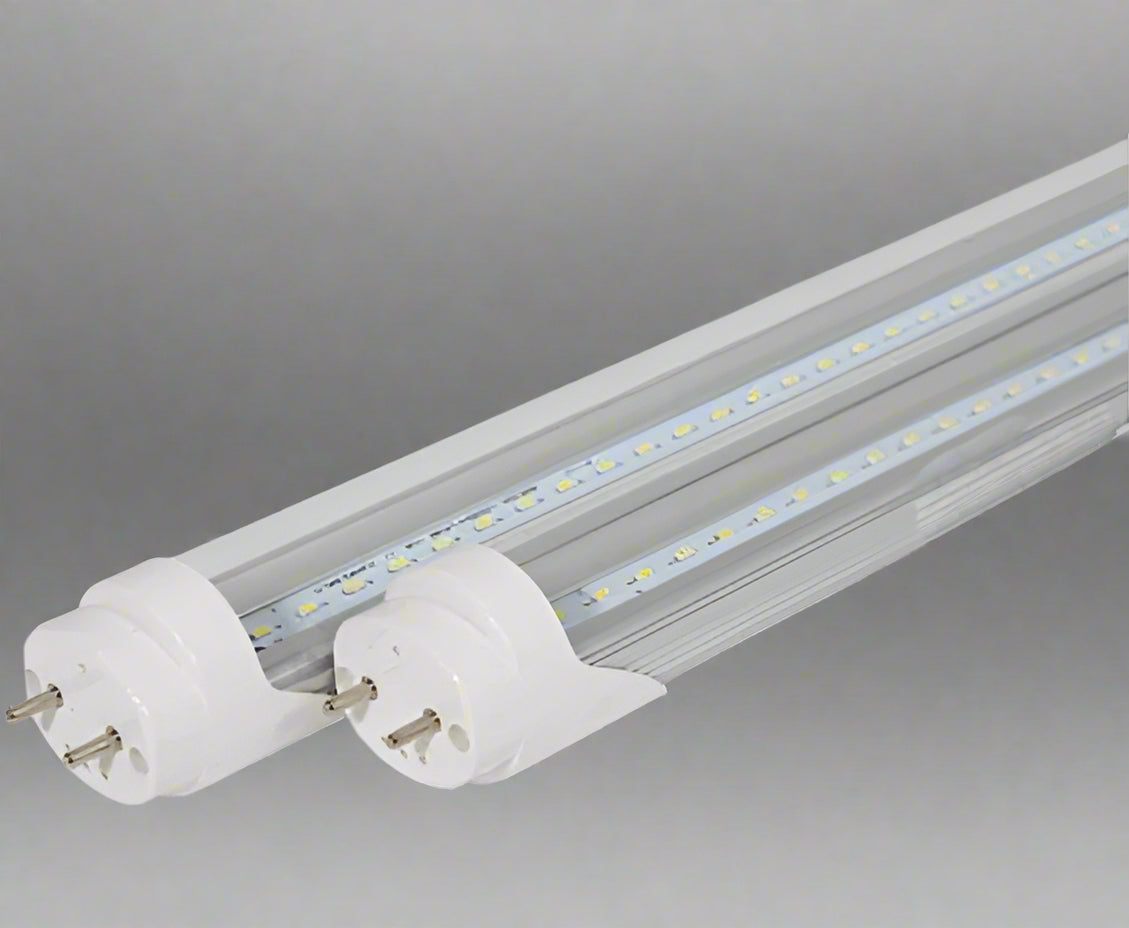 8FT LED tube lights installed in commercial ceiling
Bright white 4FT integrated T8 LED light tube
Close-up of frosted cover LED tube bulb
T8 tube lights illuminating warehouse ceiling
LED tube light replacement for fluorescent tubes