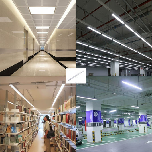 8FT LED tube lights installed in commercial ceiling
Bright white 4FT integrated T8 LED light tube
Close-up of frosted cover LED tube bulb
T8 tube lights illuminating warehouse ceiling
LED tube light replacement for fluorescent tubes
