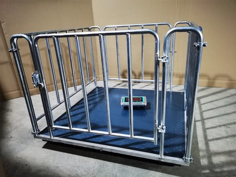 4x4 FT digital floor scale with steel checkered platform

Industrial-grade wired floor scale with LCD display

Heavy-duty 10,000 LB capacity scale with digital indicator

Digital floor scale used for freight weighing

Close-up of steel plate and load cell feet on floor scale