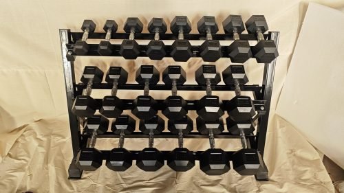 “Full 5–50 LB Rubber Hex Dumbbell Set with Rack”

“Three-Tier Dumbbell Rack with Rubber Weights”

“Rubber Hex Dumbbells for Home Strength Training”

“Home Gym Dumbbell Storage Rack with Full Weight Set”