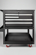 5-drawer black rolling mechanics tool cart with bottom tray and casters

