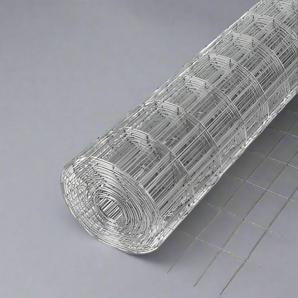 Roll of 5 FT x 100 FT welded wire fence with 4x4 inch mesh
Close-up of galvanized steel mesh with 4x4 square openings
Livestock fence roll laid out in field
Rust-resistant fencing roll with zinc finish
Heavy-duty wire fencing for garden or property use